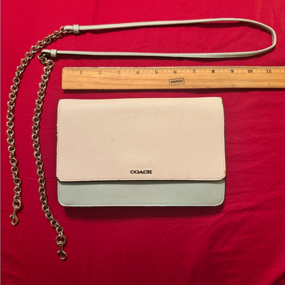 Coach Women's White and Mint Green Convertible Clutch